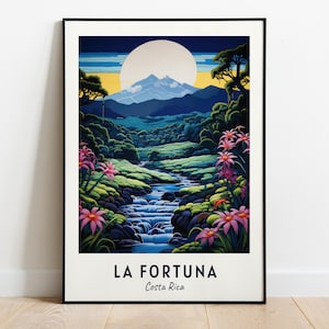 La Fortuna reizen print kunst aan de muur, La Fortuna - Costa Rica City print, La Fortuna reiscadeau, La Fortuna City poster, digitale download