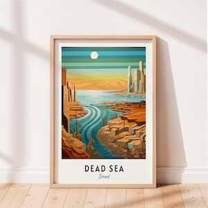 Dead Sea Travel Poster Dead Sea Scrolls Wall Art Israel Print Cityscape Artwork Travel Wall Decor Digital Download Travel Gift