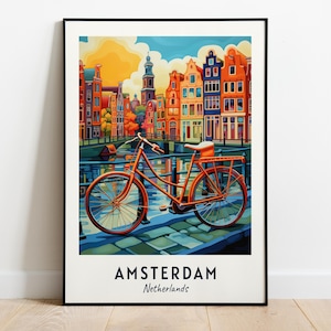 Amsterdam Travel Print Wall Art, Amsterdam - Netherlands City Print, Amsterdam Travel Gift, Amsterdam City Poster, Digital Download