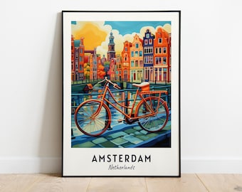 Amsterdam Travel Print Wall Art, Amsterdam - Netherlands City Print, Amsterdam Travel Gift, Amsterdam City Poster, Digital Download
