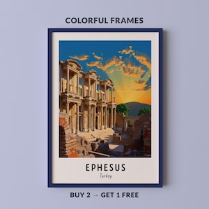 Póster de viaje de Éfeso, Turquía, impresión de arte de pared, impresión de ciudad, paisaje urbano, obra de arte, decoración de pared de viaje, descarga digital, regalo de viaje