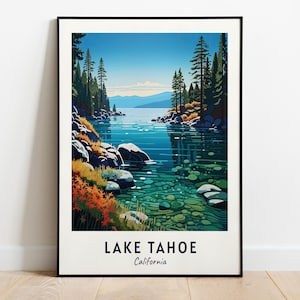 Lake Tahoe Travel Print Wall Art, Lake Tahoe - California City Print, Lake Tahoe Travel Gift, Lake Tahoe City Poster, Digital Download