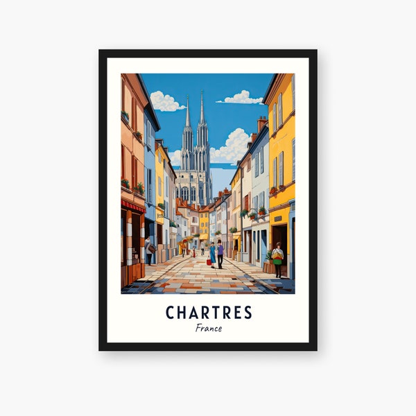 Chartres City Print, Chartres Travel Poster, France Travel Gift, Chartres Digital Download, France Poster, Chartres Gift