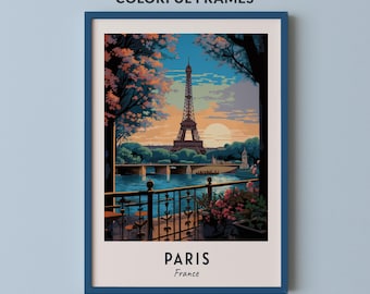 Paris Travel Poster France Print Wall Art City Print Cityscape Artwork Travel Wall Decor Digital Download Travel Gift