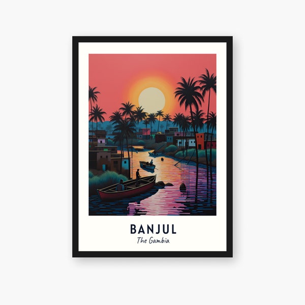 Banjul Reise Print, Banjul - Gambia Reise Geschenk, druckbare Stadt Poster, digitaler Download, Hochzeitsgeschenk, Geburtstagsgeschenk