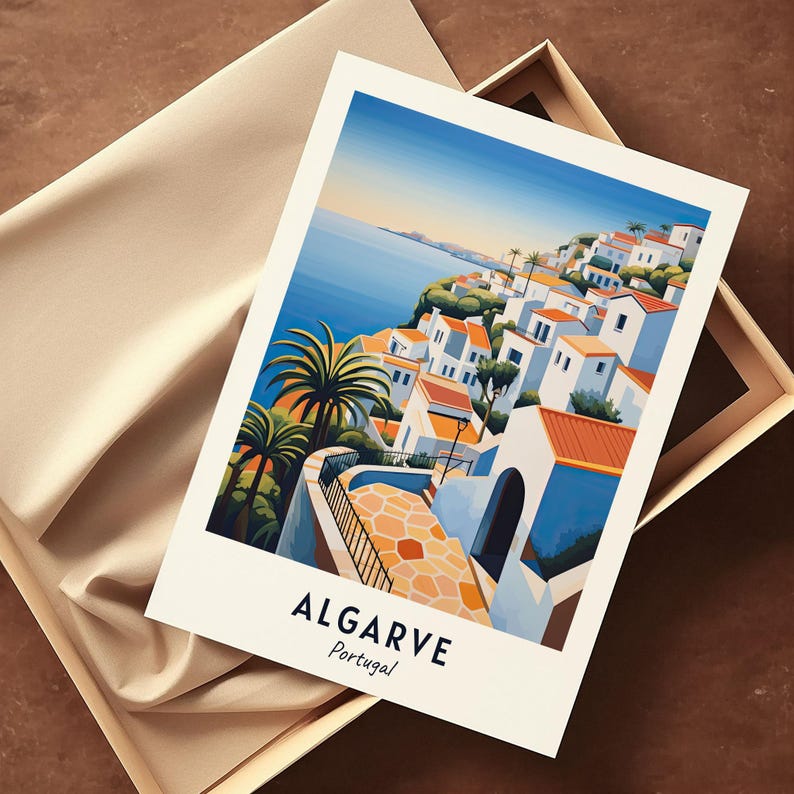 Algarve Travel Poster Algarve Portugal Wall Art Portugal Print Cityscape Artwork Travel Wall Decor Digital Download Travel Gift image 2