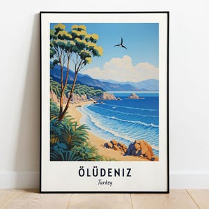 Ölüdeniz Travel Print, Wandkunst Ölüdeniz - Türkei City Print, Ölüdeniz Reisegeschenk, Ölüdeniz City Poster, Digital Download, Wandkunst