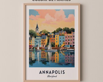Annapolis Travel Poster Maryland Print Wall Art City Print Cityscape Artwork Travel Wall Decor Digital Download Travel Gift