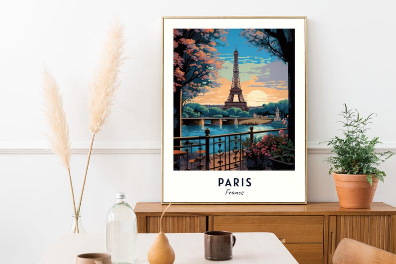 Póster de viaje de París, Francia, impresión de arte de pared, impresión de ciudad, paisaje urbano, obra de arte, decoración de pared de viaje, descarga digital, regalo de viaje imagen 5