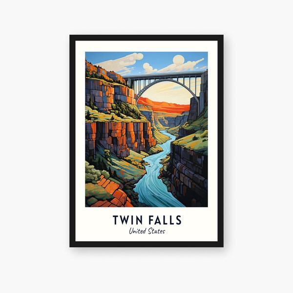 Twin Falls Travel Print, Twin Falls - United States Travel Gift, Printable City Poster, Digital Download, Wedding Gift, Birthday Present