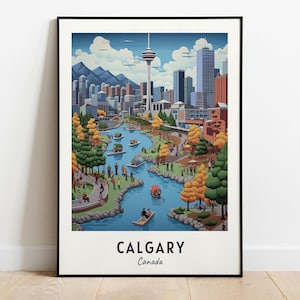 Calgary Travel Print Wall Art, Calgary - Canada City Print, Calgary Travel Gift, Calgary City Poster, Digital Download, Travel Gift