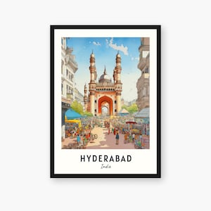Hyderabad Travel Print, Hyderabad - India Travel Gift, Printable City Poster, Digital Download, Wedding Gift, Birthday Present