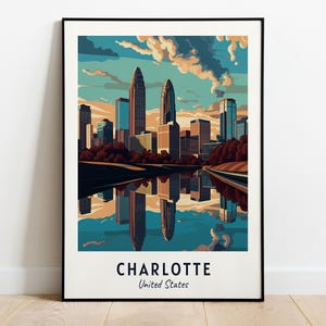Charlotte Travel Print Wall Art, Charlotte - United States City Print, Charlotte Travel Gift, Charlotte City Poster, Digital Download