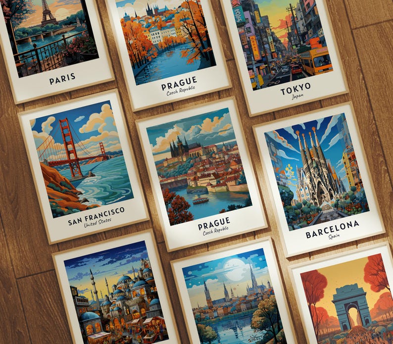 Prague Travel Poster Prague Castle Wall Art Czech Republic Print Cityscape Artwork Travel Wall Decor Digital Download Travel Gift image 7