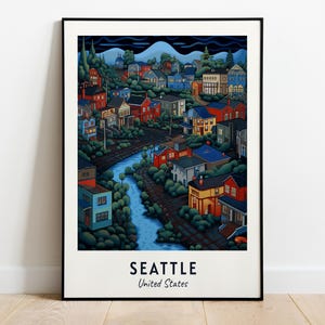 Seattle Travel Print Wall Art, Seattle - United States City Print, Seattle Travel Gift, Seattle City Poster, Digital Download, Travel Gift