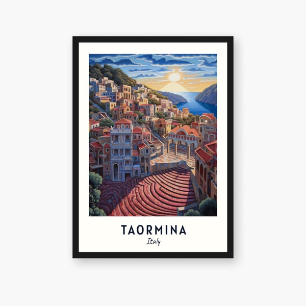 Taormina Travel Print, Taormina - Italy Travel Gift, Printable City Poster, Digital Download, Wedding Gift, Birthday Present