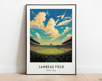 Lambeau Field Stadium Print College Dorm Print Green Bay Print College Football Print Lambeau Field Stadium Poster Gift Dorm Decor