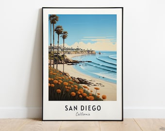 Impresión de arte mural con imágenes de viajes a San Diego, impresión de la ciudad de San Diego, California, regalo de viaje a San Diego, póster de la ciudad de San Diego, descarga digital, arte mural