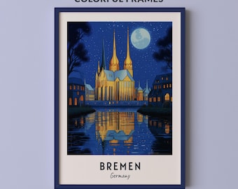 Bremen Travel Poster Germany Print Wall Art City Print Cityscape Artwork Travel Wall Decor Digital Download Travel Gift