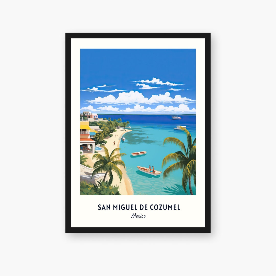 San Miguel De Cozumel Travel Print Wall Art, San Miguel De Cozumel Mexico City Print, San Miguel ...