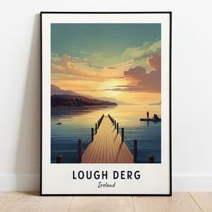 Stampa artistica da parete Lough Derg Travel, Lough Derg - Stampa della città dell'Irlanda, Regalo di viaggio Lough Derg, Poster della città di Lough Derg, Download digitale