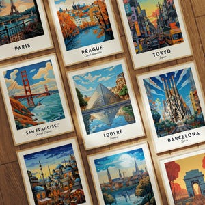 Louvre Travel Poster France Print Wall Art City Print Cityscape Artwork Travel Wall Decor Digital Download Travel Gift image 6