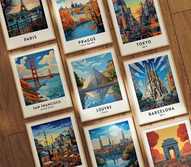 Louvre Travel Poster France Print Wall Art City Print Cityscape Artwork Travel Wall Decor Digital Download Travel Gift image 6
