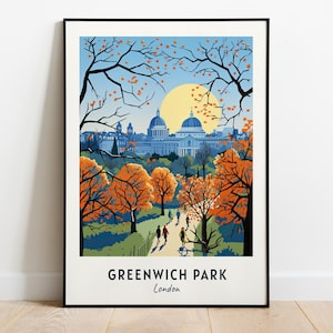 Greenwich Park, London Travel Print Wall Art, Greenwich Park - Impressão da cidade de Londres, Greenwich Park, London Travel Gift, Greenwich Park