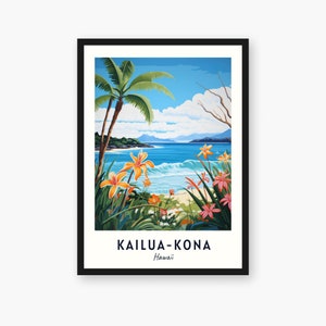 Kailua-Kona Travel Print, Kailua-Kona - Hawaii Travel Gift, Printable City Poster, Digital Download, Wedding Gift, Birthday Present