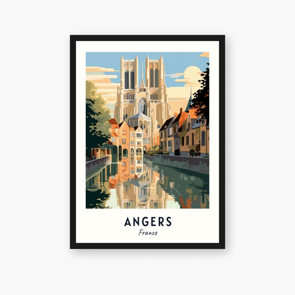 Impression voyage Angers, Angers - France voyage cadeau, affiche de la ville imprimable, téléchargement numérique, cadeau de mariage, cadeau d'anniversaire
