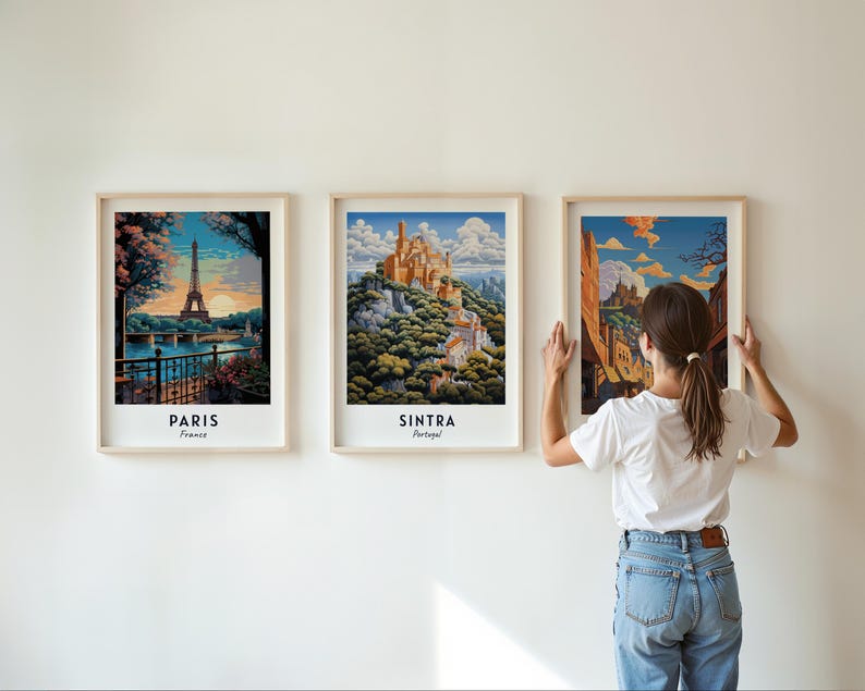 Sintra Travel Poster Pena Palace Wall Art Portugal Print Cityscape Artwork Travel Wall Decor Digital Download Travel Gift image 3