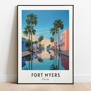 Fort Myers Travel Print Wall Art, Fort Myers - Florida City Print, Fort Myers Travel Gift, Fort Myers City Poster, Digital Download