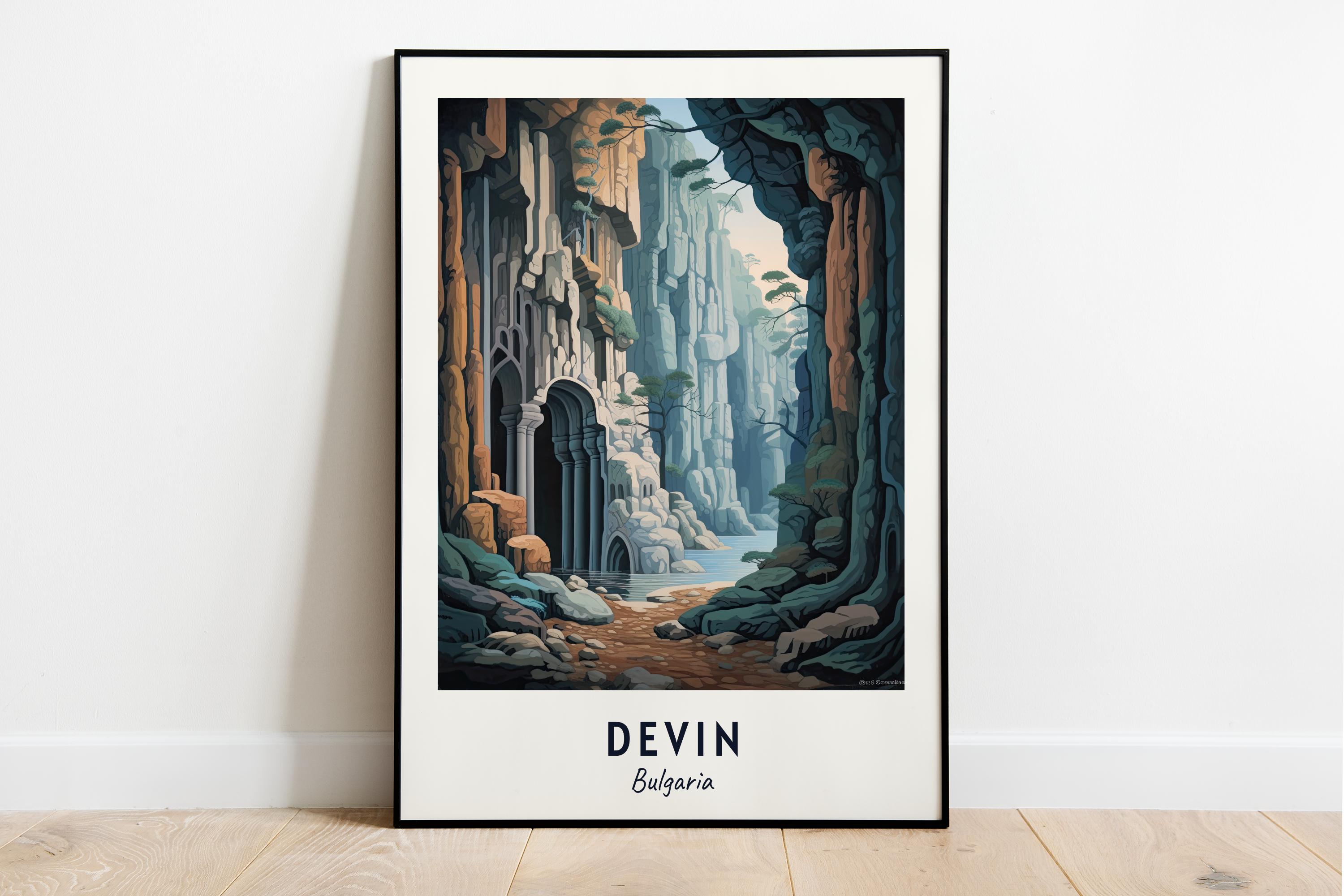 Yagodinska Cave Travel Print Wall Art, Devin - Bulgaria City Print, Yagodinska Cave Travel Gift, Yagodinska Cave Poster, Digital Download