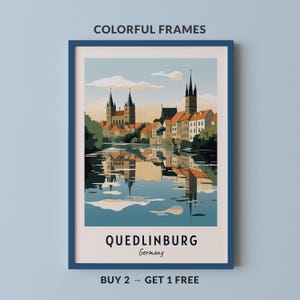 Quedlinburg reisposter Duitsland print muur kunst stad print stadsgezicht artwork reizen muur decor digitale download reiscadeau