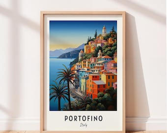 Portofino Reise Poster Portofino Italien Wand Kunst Italien Druck Stadtbild Kunstwerk Reise Wand Dekor Digitaler Download Reisegeschenk