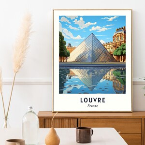 Louvre Travel Poster France Print Wall Art City Print Cityscape Artwork Travel Wall Decor Digital Download Travel Gift image 5