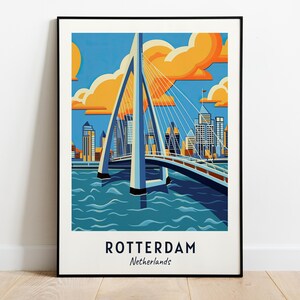 Impresión de pared del Puente Erasmus, impresión de la ciudad de Róterdam (Países Bajos), regalo de viaje del Puente Erasmus, póster del Puente Erasmus, regalo de viaje