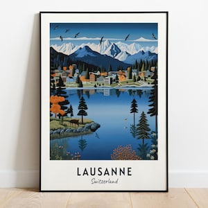 Impression d'art mural de voyage de Lausanne, impression de la ville de Lausanne - Suisse, cadeau de voyage de Lausanne, affiche de la ville de Lausanne, téléchargement numérique, cadeau de voyage