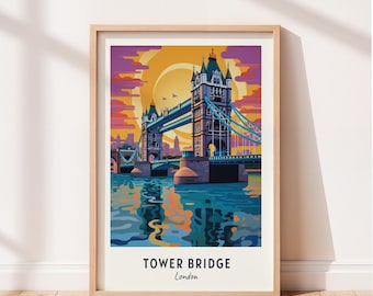 Tower Bridge Travel Poster Tower Bridge London Wall Art London Print Cityscape Artwork Travel Wall Decor Digital Download Travel Gift