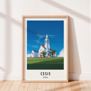 Cesis Travel Poster Cesis Castle Wall Art Latvia Print Cityscape Artwork Travel Wall Decor Digital Download Travel Gift
