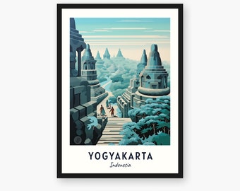 Impression de voyage à Yogyakarta, Yogyakarta - Cadeau de voyage en Indonésie, affiche de la ville imprimable, téléchargement numérique, cadeau de mariage, cadeau d'anniversaire