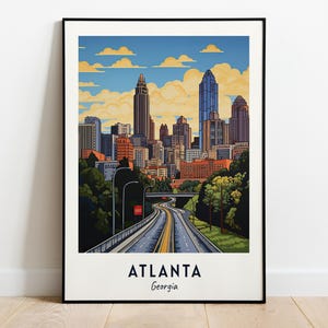 Stampa artistica da parete Atlanta Travel, Atlanta - Stampa della città della Georgia, regalo di viaggio Atlanta, poster della città di Atlanta, download digitale, regalo di viaggio