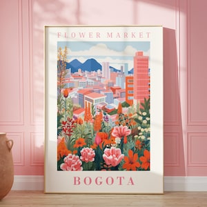 Bogota Flower Market Poster: Colombia Travel Print