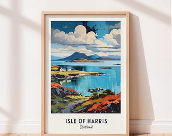 Isle Of Harris Travel Poster Isle Of Harris Scotland Wall Art Scotland Print Cityscape Artwork Travel Wall Decor Digital Download