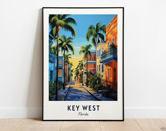 Key West Travel Print Wall Art, Key West - Florida City Print, Key West Travel Gift, Key West City Poster, Digital Download, Travel Gift