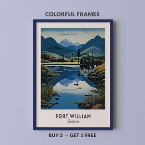 Fort William Travel Poster Ben Nevis Wall Art Scotland Print Cityscape Artwork Travel Wall Decor Digital Download Travel Gift
