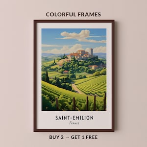 Vintage City Art Deco Poster Of Saint Emilion - La Loutre Size 42 X 59