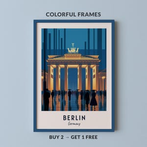 Berlin Brandenburg Gate Print, Germany Architecture Wall Art, Night City Travel Poster, Printable Digital Download image 1