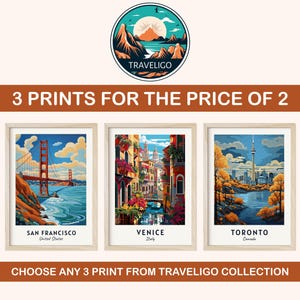 Custom Travel Set of 3 City Posters, Travel Poster Personalised Gift, Custom Travel Decor, Personalised Wall Art, Any Place Travel Print