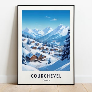 Courchevel Travel Print, Courchevel Ski Poster, Frankreich Ski Poster, Courchevel Digital Download, Ski Urlaubsort Print